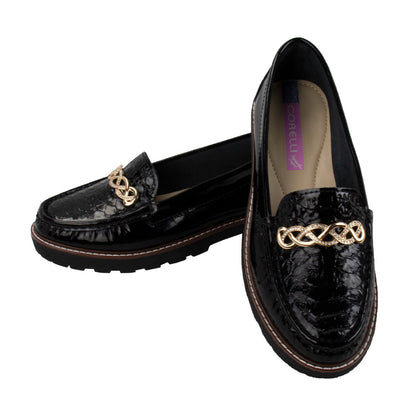 MOCASIN PLATAFORMA CHIARA CHAROL NEGRO